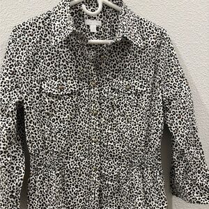 Charter Club Leopard Print Blouse - Black and White